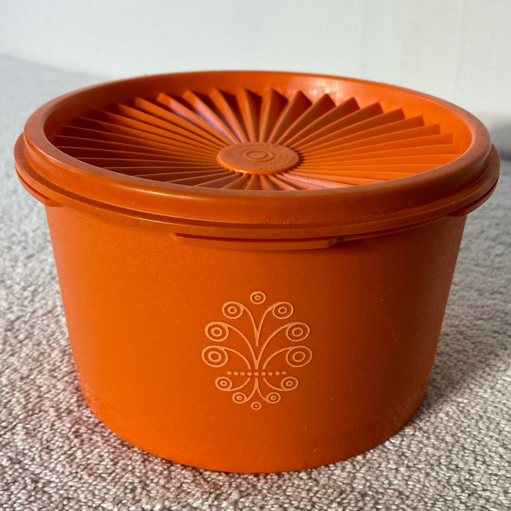 Vintage Tupperware Orange Servalier Stacking Container W Lid Cottagecore Grandma